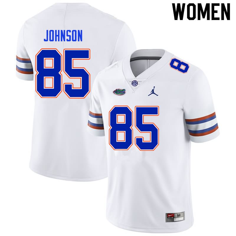 Women's NCAA Florida Gators Kevin Johnson #85 Stitched Authentic Nike White College Football Jersey WEJ2065WC